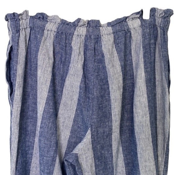 Beachlunchlounge Giavanna Stripe Linen Paper-Bag Tie Waist Pant Pull On Coastal - Picture 5 of 16